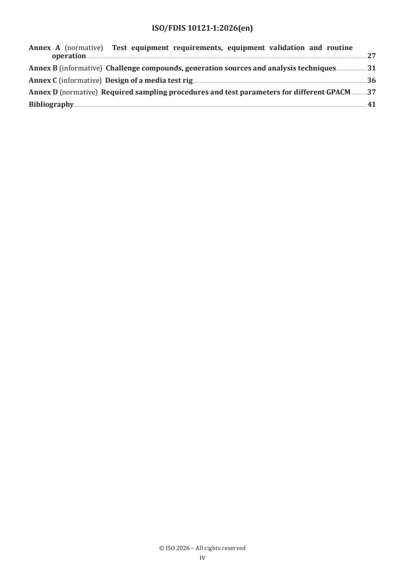 ISO/FDIS 10121-1 ISO/FDIS 10121-1 - Test method for assessing the performance of gas-phase air cleaning media and devices for general ventilation — Part 1: Gas-phase air cleaning media (GPACM) - Page 4 preview