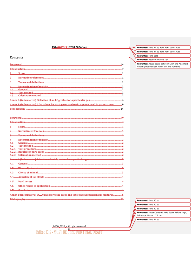 ISO/FDIS 10298 REDLINE ISO/FDIS 10298 - Gas cylinders — Gases and gas mixtures — Determination of toxicity for the selection of cylinder valve outlets - Page 3 preview