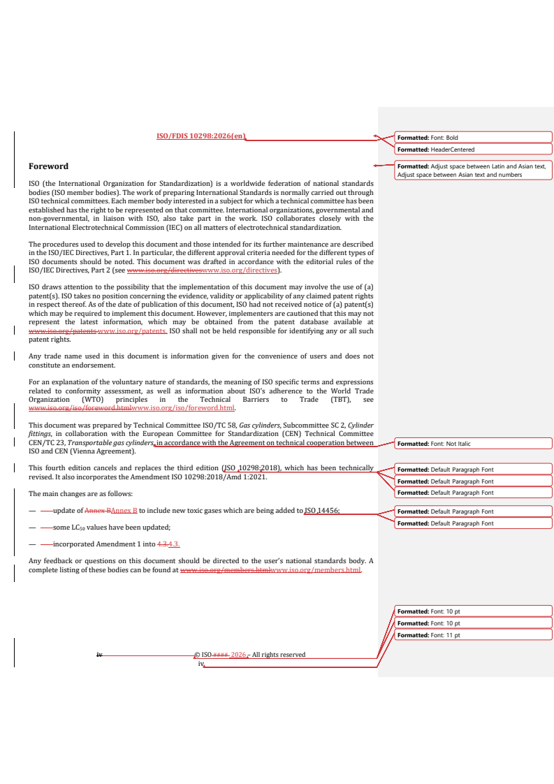 ISO/FDIS 10298 REDLINE ISO/FDIS 10298 - Gas cylinders — Gases and gas mixtures — Determination of toxicity for the selection of cylinder valve outlets - Page 4 preview