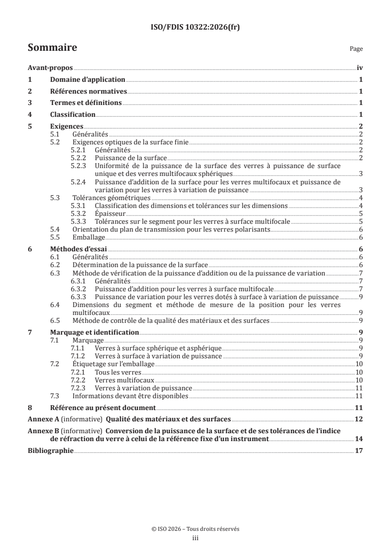 ISO 10322 ISO/FDIS 10322 - Optique ophtalmique — Verres semi-finis/10/2026 - Page 3 preview