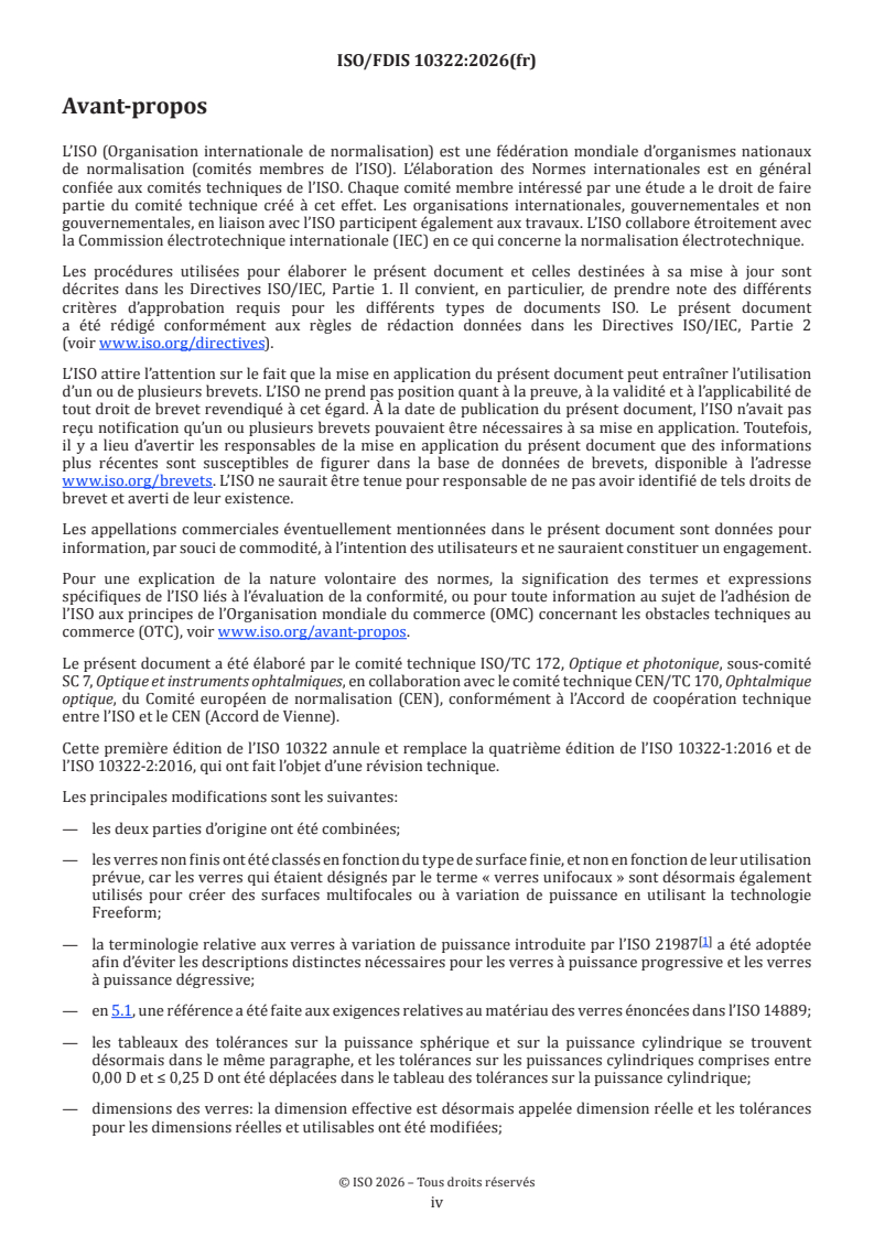 ISO 10322 ISO/FDIS 10322 - Optique ophtalmique — Verres semi-finis/10/2026 - Page 4 preview