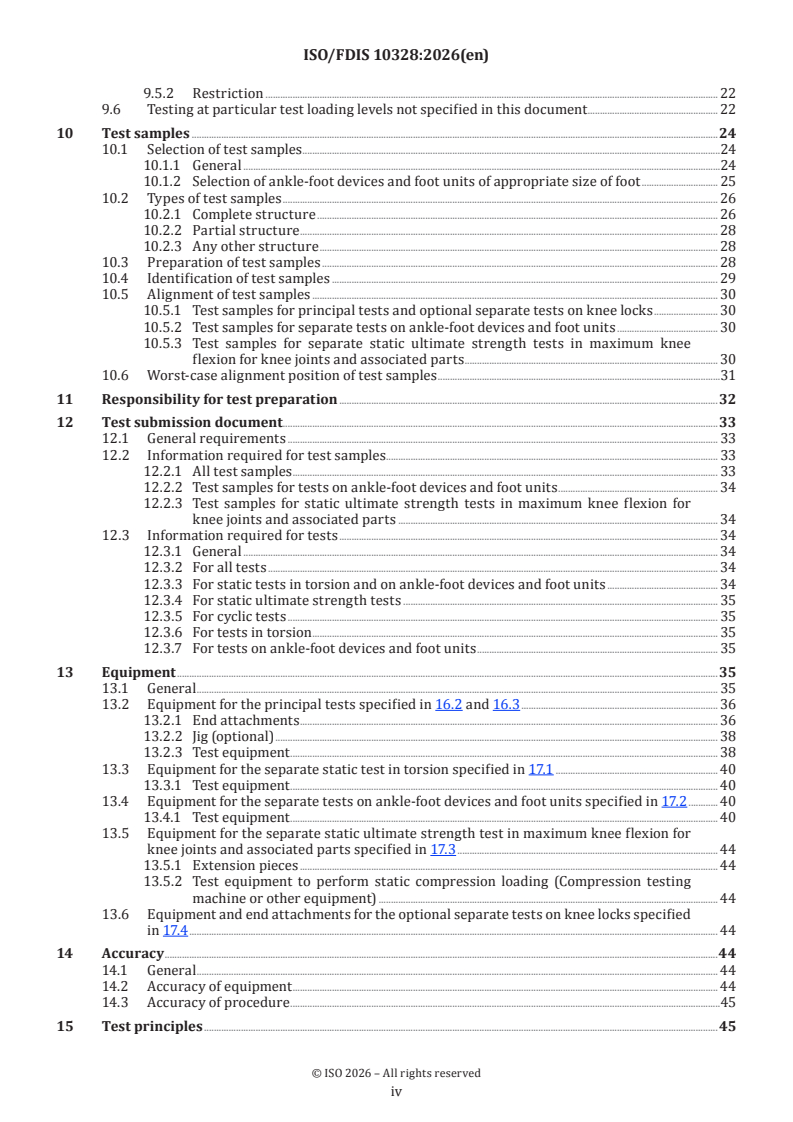 ISO/FDIS 10328 ISO/FDIS 10328 - Prosthetics — Structural testing of lower-limb prostheses — Requirements and test methods - Page 4 preview