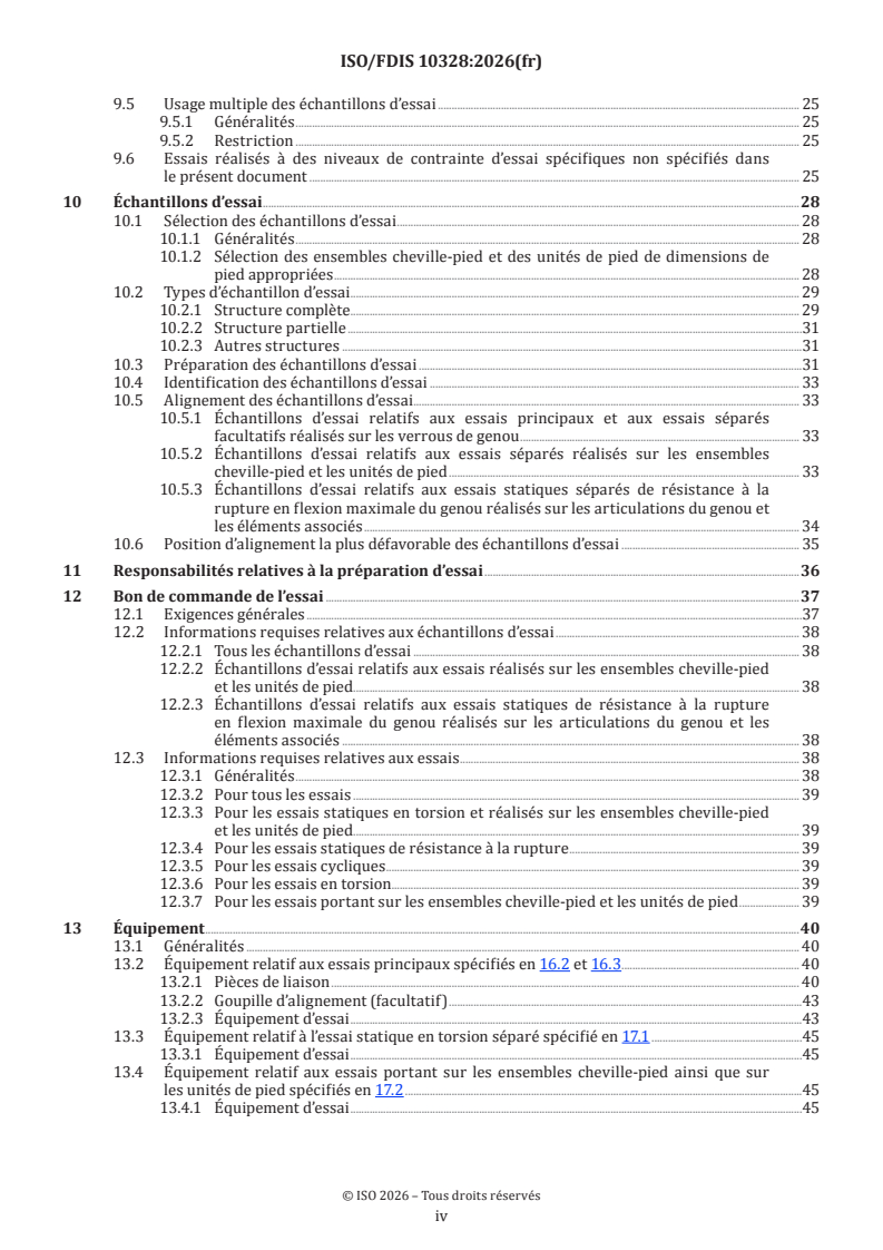 ISO/FDIS 10328 ISO/FDIS 10328 - Prothèses — Essais portant sur la structure des prothèses de membres inférieurs — Exigences et méthodes d’essai - Page 4 preview