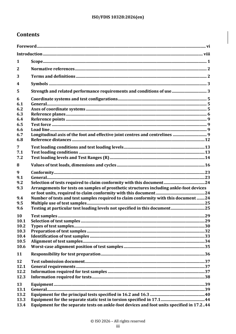 ISO/FDIS 10328 REDLINE ISO/FDIS 10328 - Prosthetics — Structural testing of lower-limb prostheses — Requirements and test methods - Page 3 preview