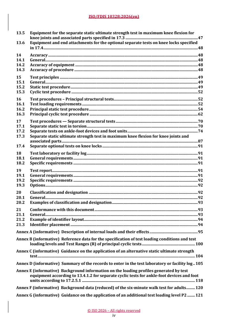 ISO/FDIS 10328 REDLINE ISO/FDIS 10328 - Prosthetics — Structural testing of lower-limb prostheses — Requirements and test methods - Page 4 preview