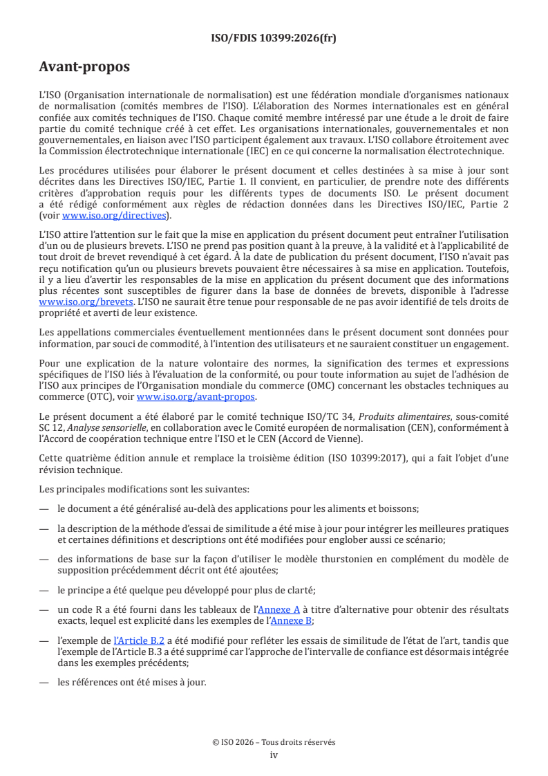 ISO/FDIS 10399 ISO/FDIS 10399 - Analyse sensorielle — Méthodologie — Essai duo-trio - Page 4 preview