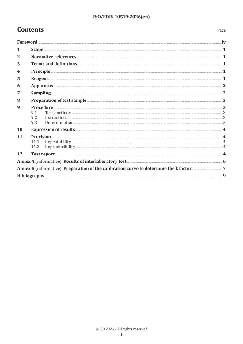 ISO 10519 ISO/FDIS 10519 - Rapeseed — Determination of chlorophyll content — Spectrometric method - Page 3 preview