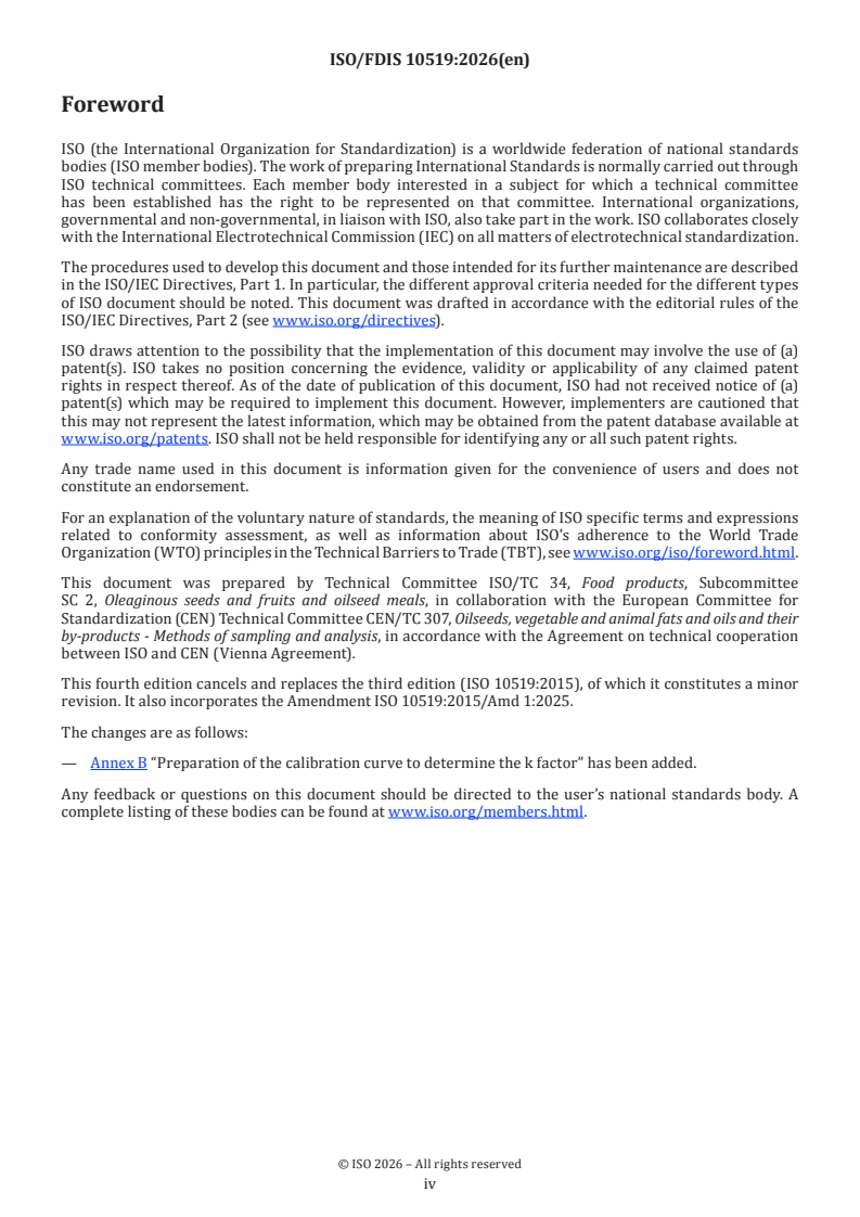 ISO 10519 ISO/FDIS 10519 - Rapeseed — Determination of chlorophyll content — Spectrometric method - Page 4 preview