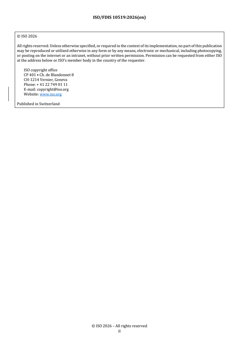 ISO 10519 REDLINE ISO/FDIS 10519 - Rapeseed — Determination of chlorophyll content — Spectrometric method - Page 2 preview