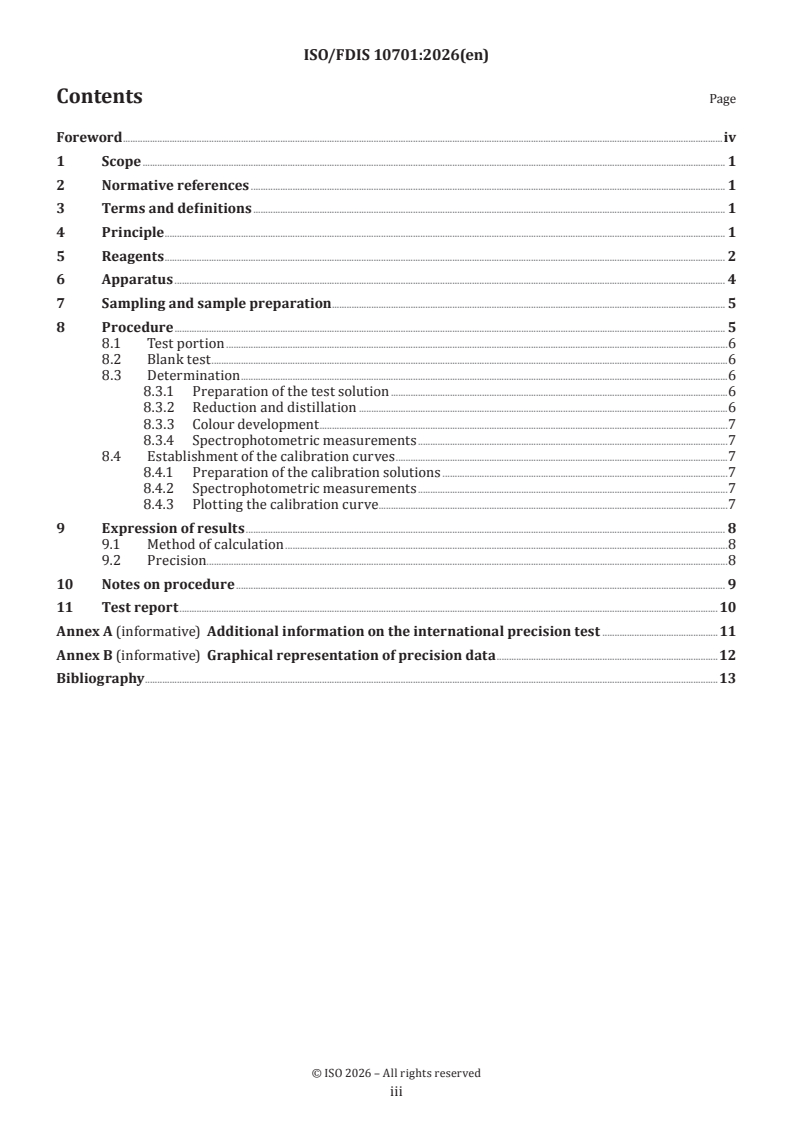 ISO/FDIS 10701 ISO/FDIS 10701 - Steel and iron — Determination of sulfur content — Methylene blue spectrophotometric method - Page 3 preview