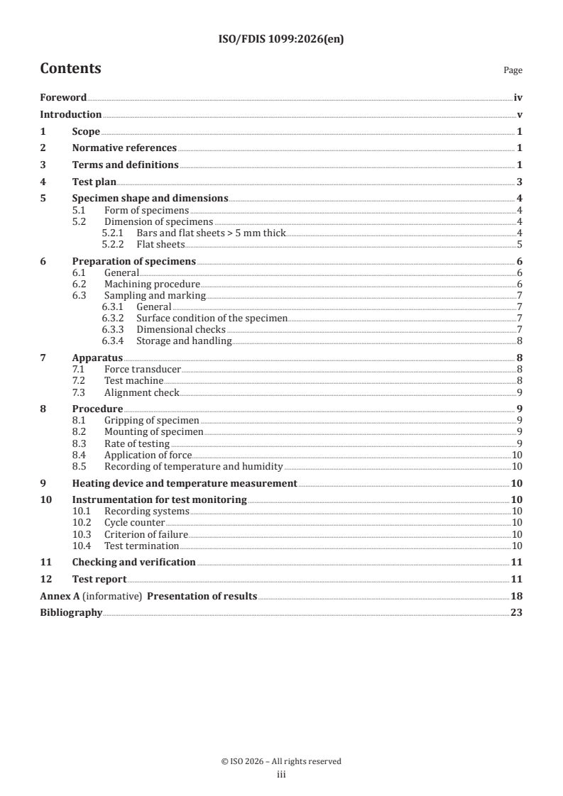 ISO 1099 ISO/FDIS 1099 - Metallic materials — Fatigue testing — Axial force-controlled method - Page 3 preview