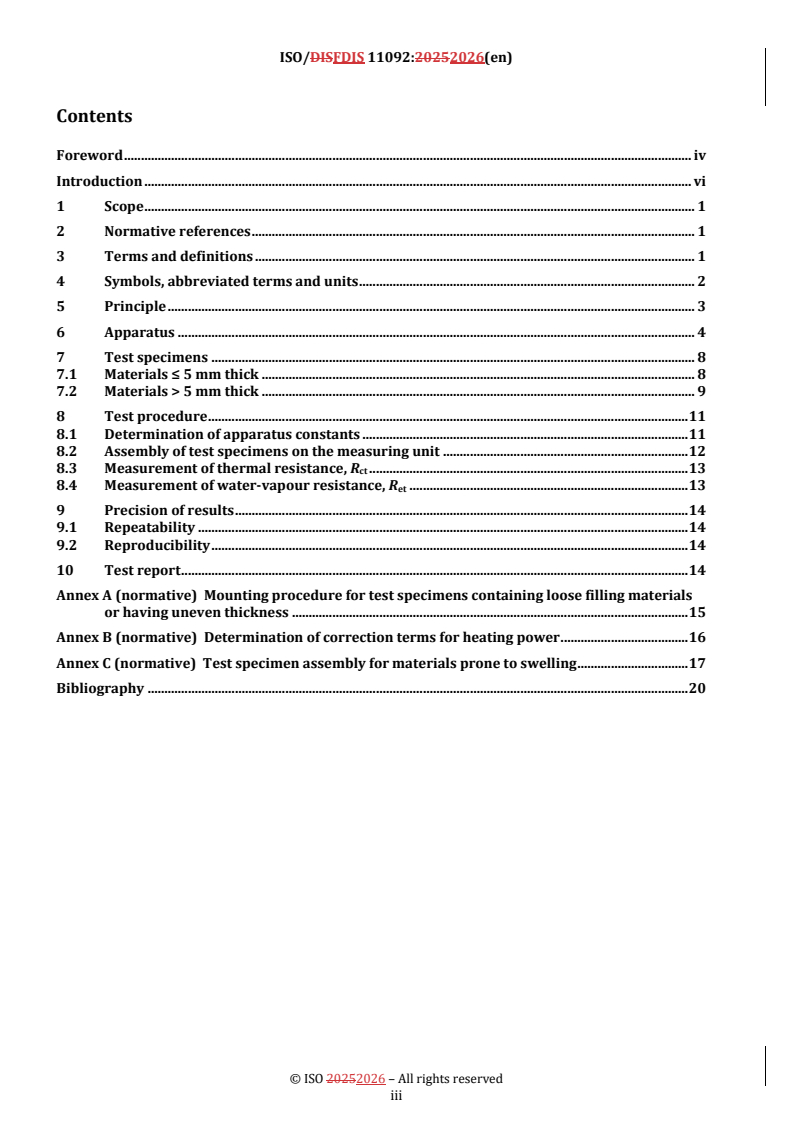 ISO/FDIS 11092 REDLINE ISO/FDIS 11092 - Textiles — Physiological effects — Measurement of thermal and water-vapour resistance under steady-state conditions (sweating guarded-hotplate test) - Page 3 preview