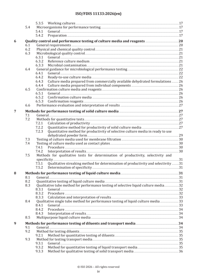ISO/FDIS 11133 ISO/FDIS 11133 - Microbiology of the food chain, animal feed and water — Preparation, production, storage and performance testing of culture media and reagents - Page 4 preview