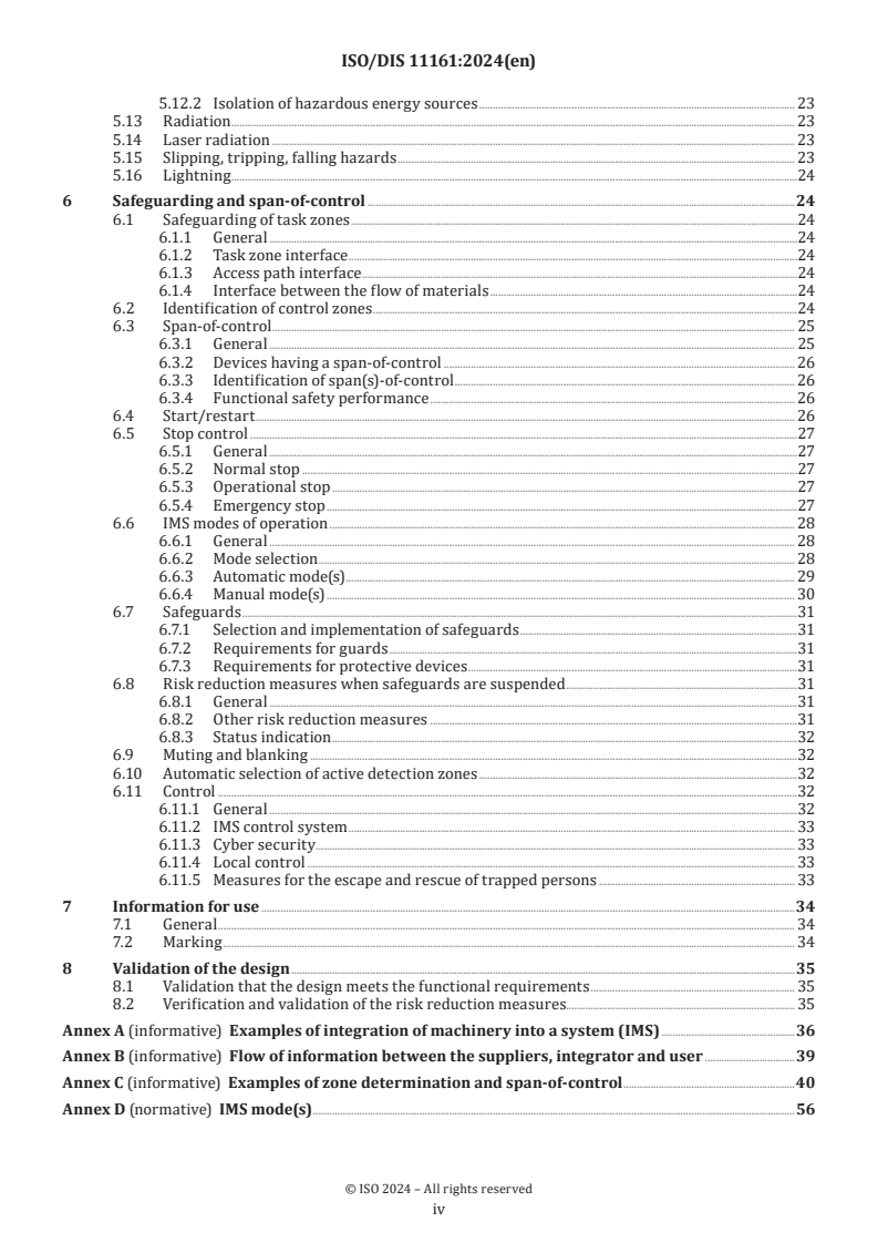 ISO/FDIS 11161 ISO/FDIS 11161 - Safety of machinery — Integration of machinery into a system — General requirements/1/2024 - Page 4 preview