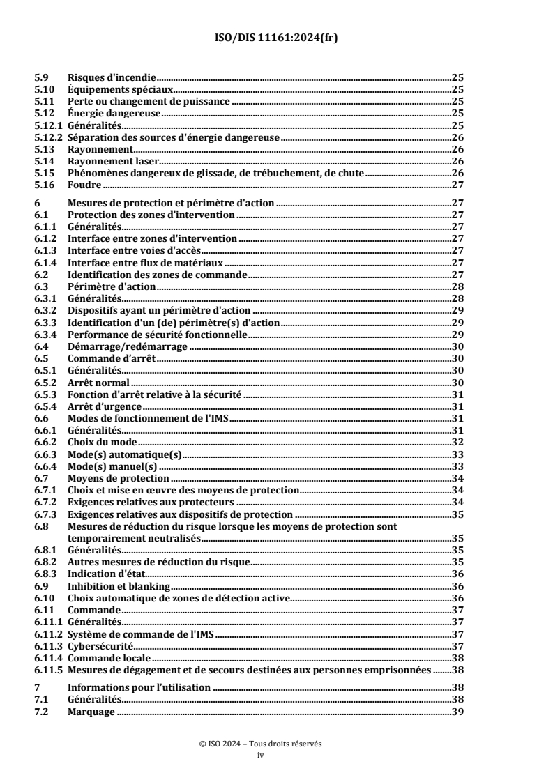 ISO/FDIS 11161 ISO/FDIS 11161 - Sécurité des machines — Systèmes de fabrication intégrés — Exigences générales/24/2024 - Page 4 preview