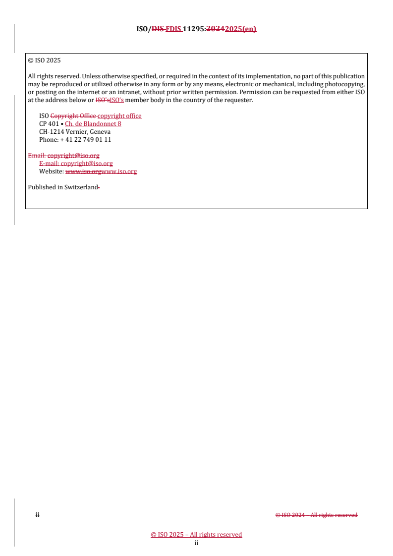 ISO/FDIS 11295 REDLINE ISO/FDIS 11295 - Plastics piping systems used for the rehabilitation of pipelines — Classification and overview of strategic, tactical and operational activities
Released:22. 10. 2025