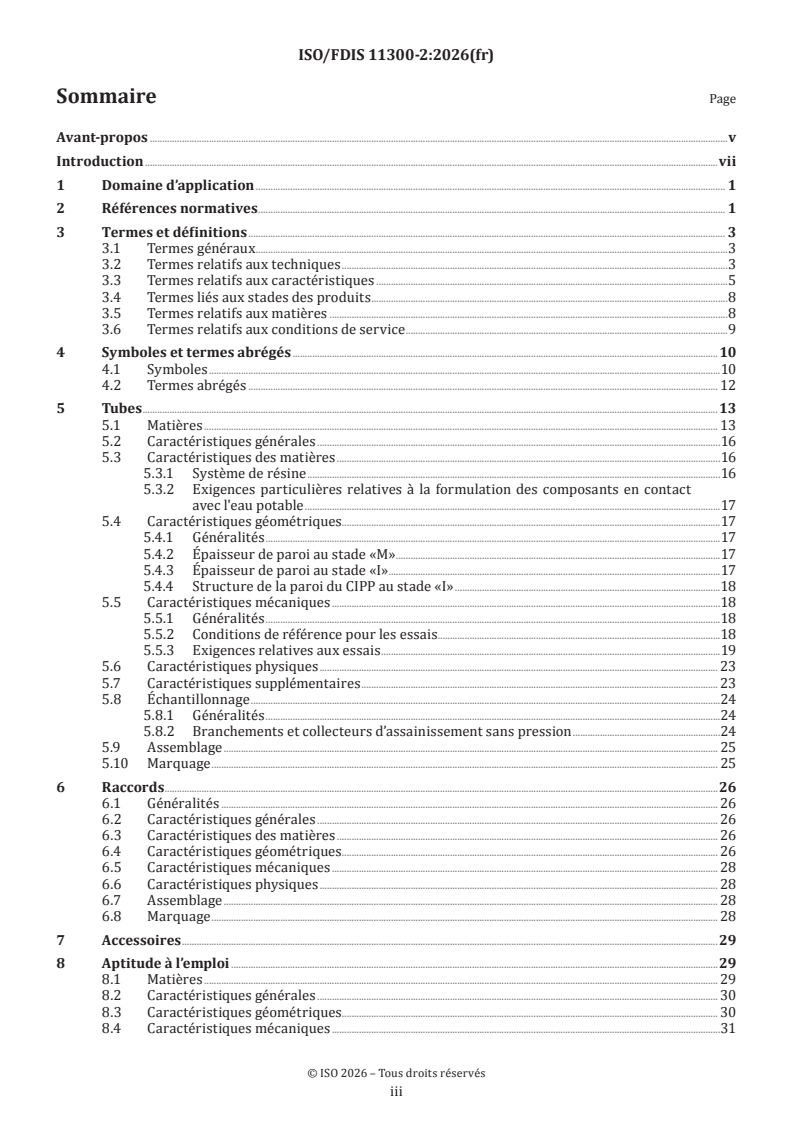 ISO/FDIS 11300-2 ISO/FDIS 11300-2 - Systèmes de canalisations pour la réhabilitation des branchements, des collecteurs d’assainissement et des réseaux d’alimentation en eau enterrés — Partie 2: Matériaux composites thermodurcissables - Page 3 preview
