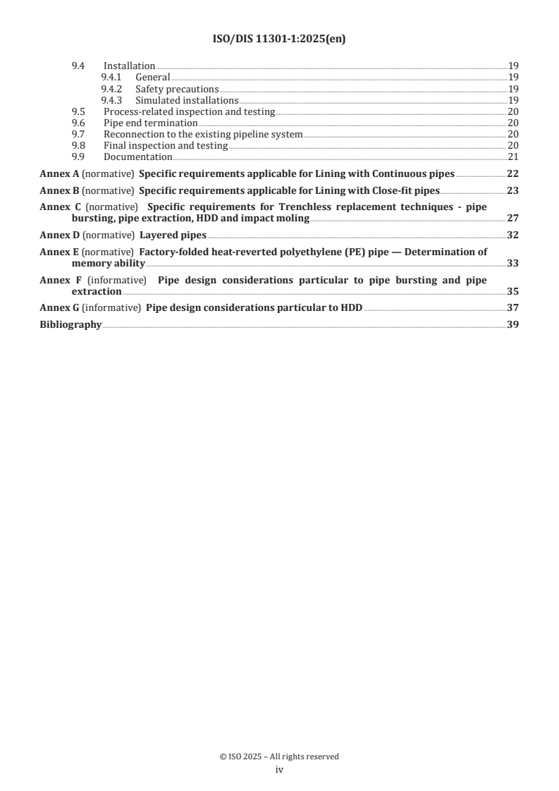 ISO/FDIS 11301-1 ISO/FDIS 11301-1 - Piping systems for rehabilitation of underground gas supply networks — Part 1: Polyethylene (PE) material/28/2024 - Page 4 preview