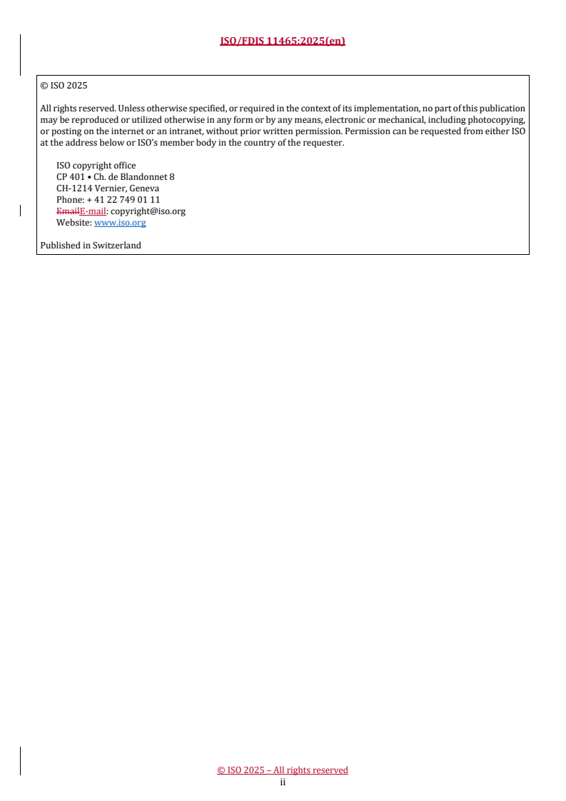 REDLINE ISO/FDIS 11465 - Sludge and solid environmental matrices — Determination of dry residue or water content and calculation of the dry matter fraction on a mass basis
Released:19. 05. 2025