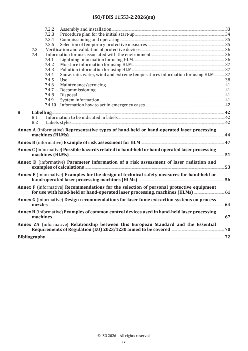 ISO/FDIS 11553-2 ISO/FDIS 11553-2 - Safety of machinery — Laser processing machines — Part 2: Safety requirements for hand-held or hand-operated laser processing machines - Page 4 preview