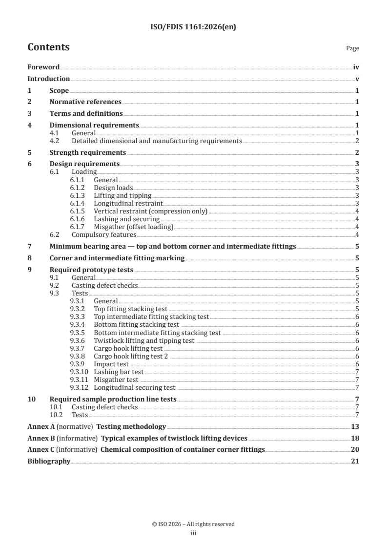 ISO 1161 ISO/FDIS 1161 - Series 1 freight containers — Corner and intermediate fittings — Specifications - Page 3 preview