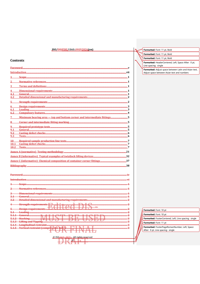 ISO 1161 REDLINE ISO/FDIS 1161 - Series 1 freight containers — Corner and intermediate fittings — Specifications - Page 3 preview