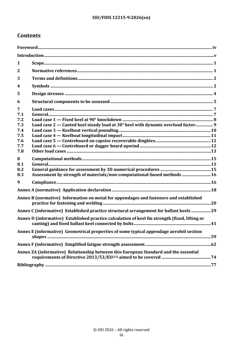 ISO/FDIS 12215-9 REDLINE ISO/FDIS 12215-9 - Small craft — Hull construction and scantlings — Part 9: Sailing craft appendages/16/2026 - Page 3 preview