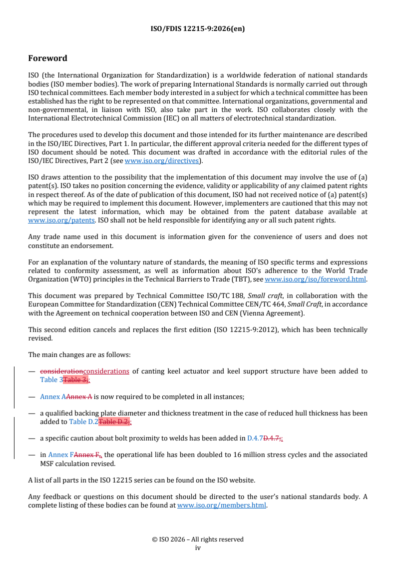 ISO/FDIS 12215-9 REDLINE ISO/FDIS 12215-9 - Small craft — Hull construction and scantlings — Part 9: Sailing craft appendages/16/2026 - Page 4 preview