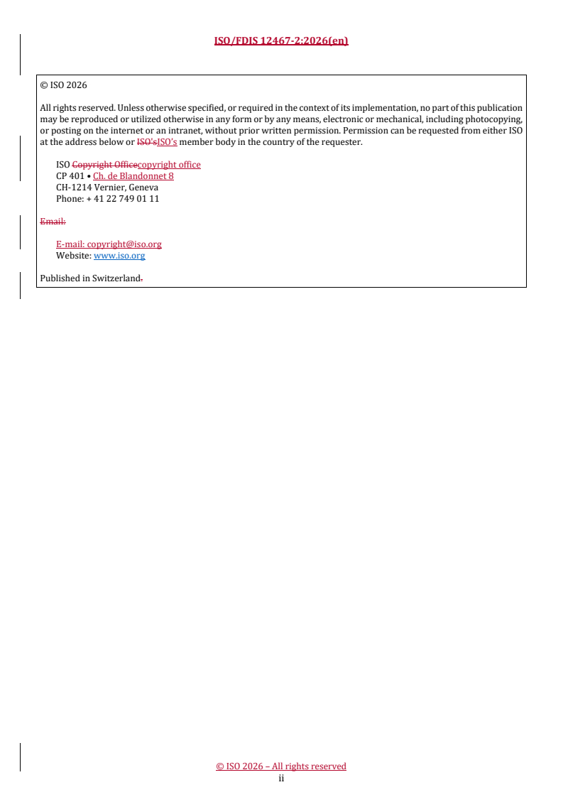ISO/FDIS 12467-2 REDLINE ISO/FDIS 12467-2 - Chemical analysis of lithium composite oxides — Part 2: Determination of trace elemental impurities by inductively coupled plasma optical emission spectrometry - Page 2 preview