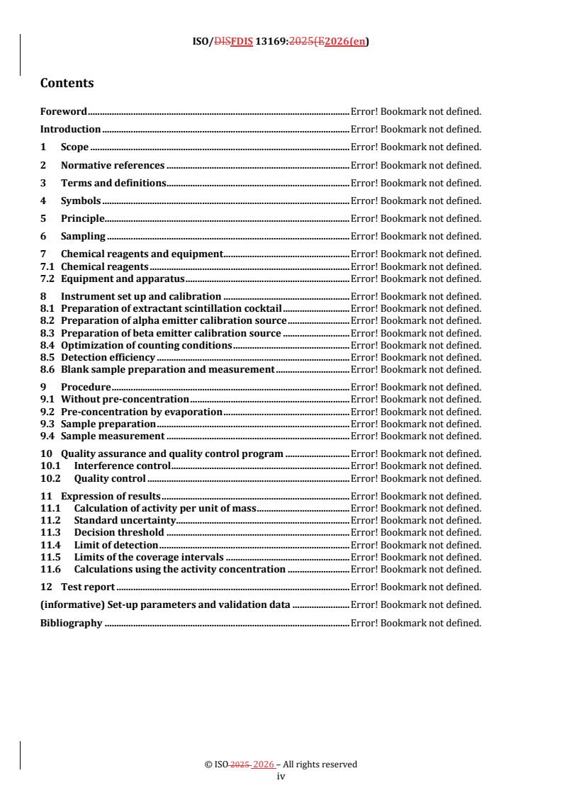 ISO/FDIS 13169 REDLINE ISO/FDIS 13169 - Water quality — Uranium — Test method using alpha liquid scintillation counting - Page 4 preview