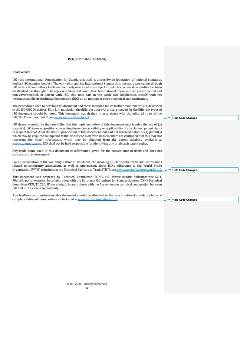 ISO 13647 REDLINE ISO/FDIS 13647 - Water quality — Enumeration of culturable microorganisms — Colony count by spread plate inoculation on R2A medium - Page 4 preview