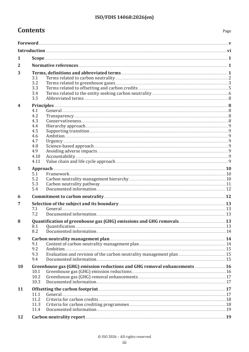 ISO/FDIS 14068 ISO/FDIS 14068 - Climate change management — Carbon neutrality - Page 3 preview