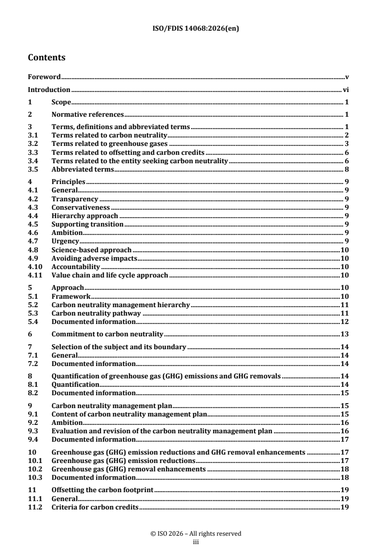 ISO/FDIS 14068 REDLINE ISO/FDIS 14068 - Climate change management — Carbon neutrality - Page 3 preview