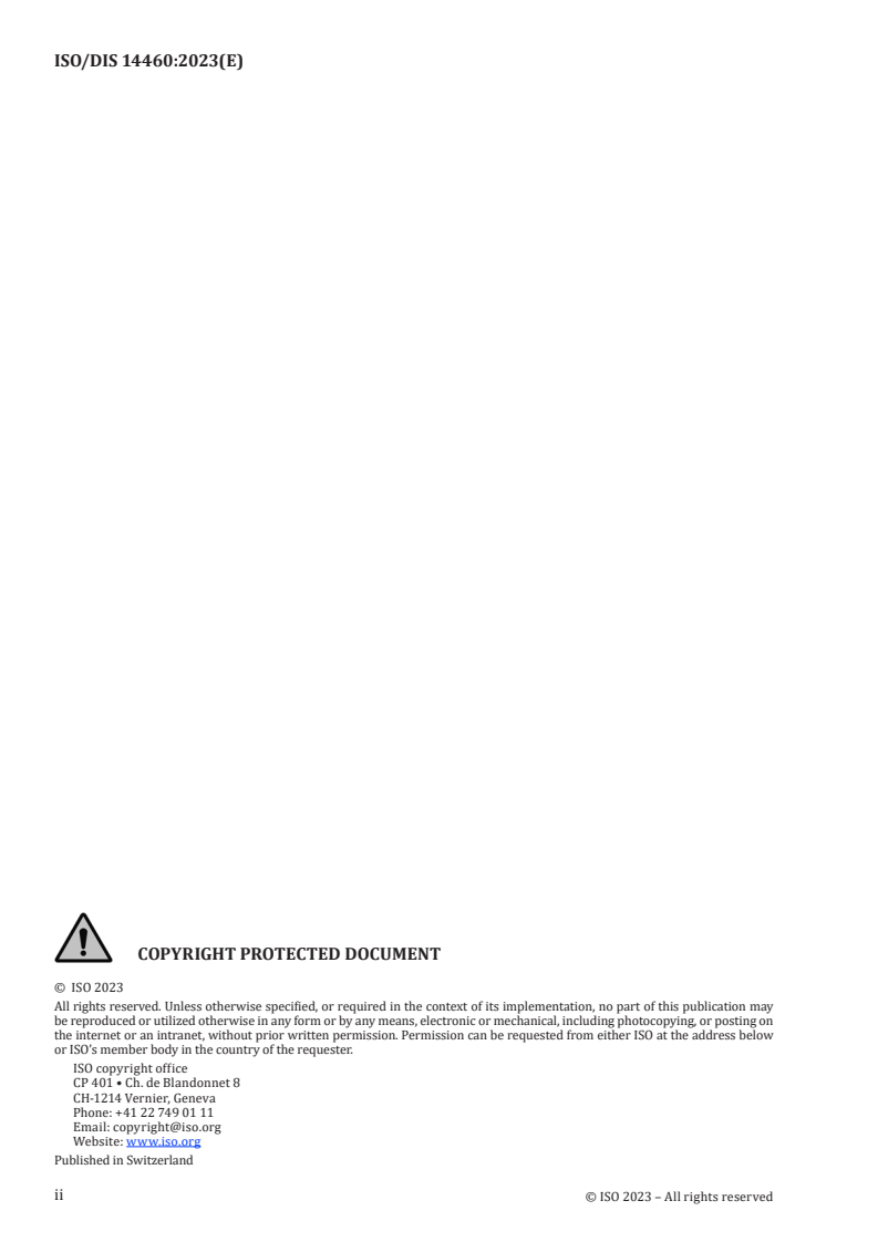 ISO/FDIS 14460 ISO/FDIS 14460 - Protective clothing for automobile racing drivers — Protection against heat and flame — Performance requirements and test methods/30/2022 - Page 2 preview