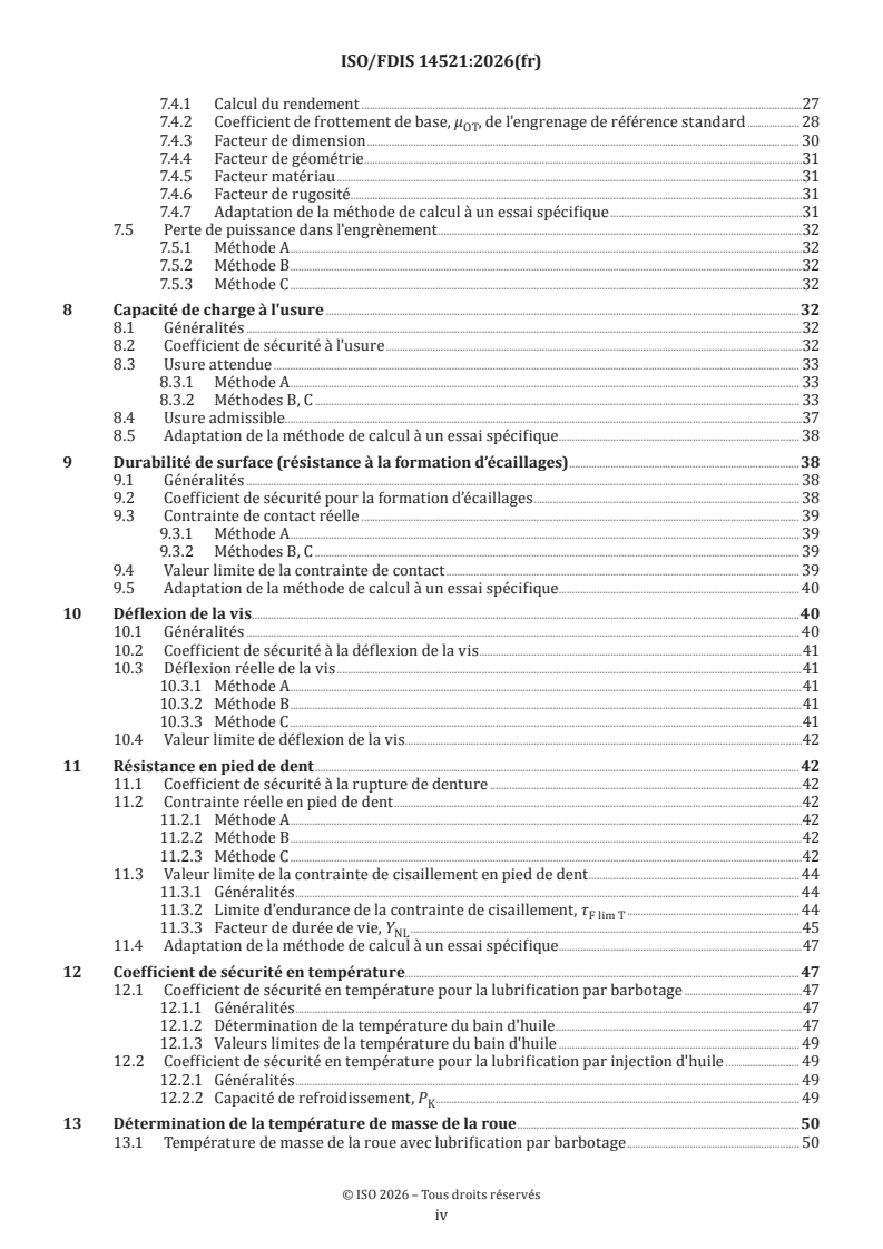 ISO 14521:2026 ISO/FDIS 14521 - Engrenages — Calcul de la capacité de charge des engrenages à vis - Page 4 preview