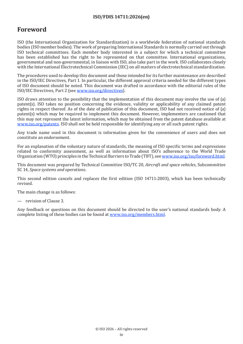 ISO/FDIS 14711 ISO/FDIS 14711 - Space systems — Uncrewed mission operations concepts — Requirements and recommendations - Page 4 preview