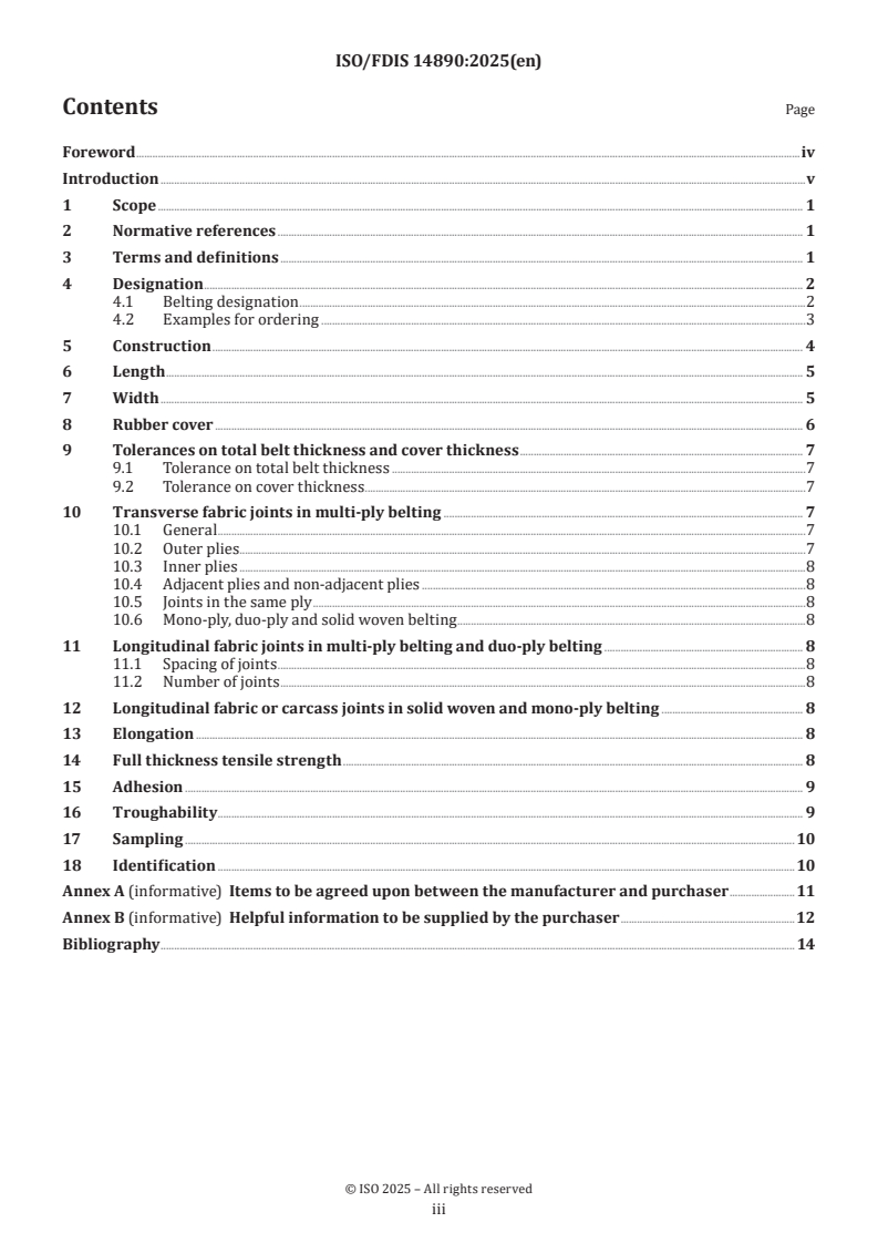ISO 14890 ISO/FDIS 14890 - Conveyor belts — Specification for rubber- or plastics-covered conveyor belts of textile construction for general use
Released:10/9/2025 - Page 3 preview