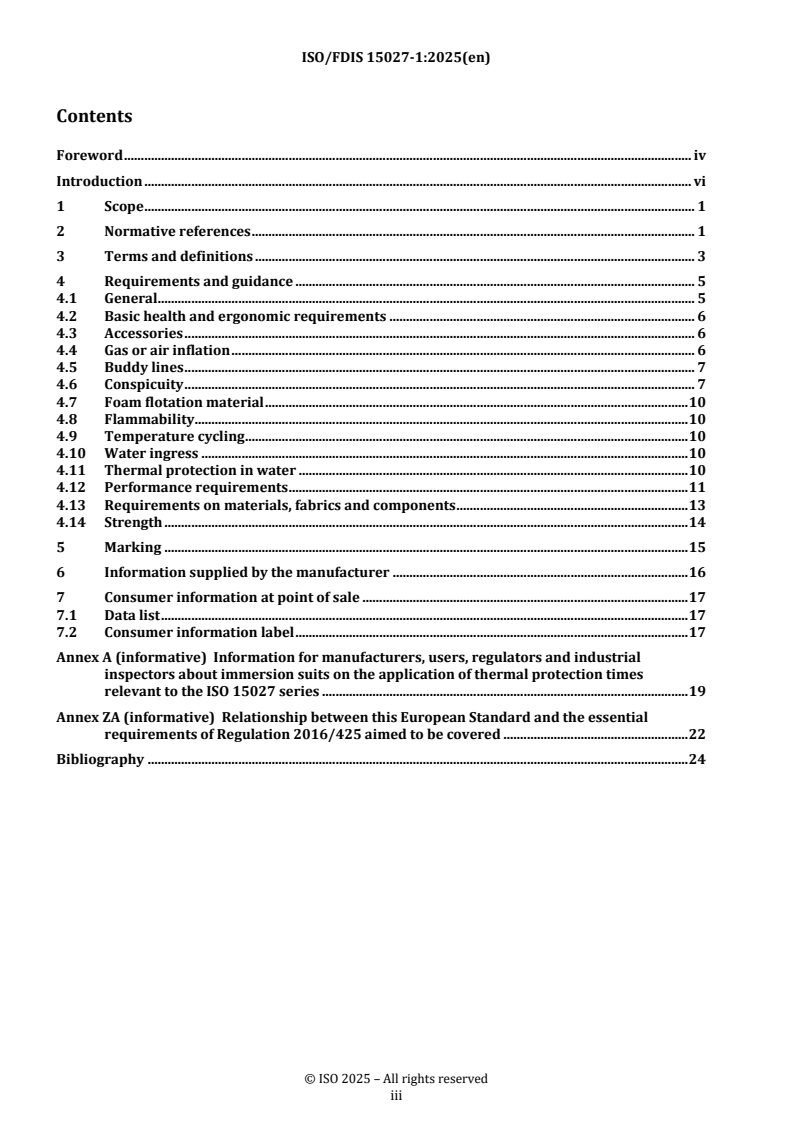 ISO/FDIS 15027-1 REDLINE ISO/FDIS 15027-1 - Immersion suits — Part 1: Safety and performance requirements for constant wear suits
Released:18. 12. 2025 - Page 3 preview