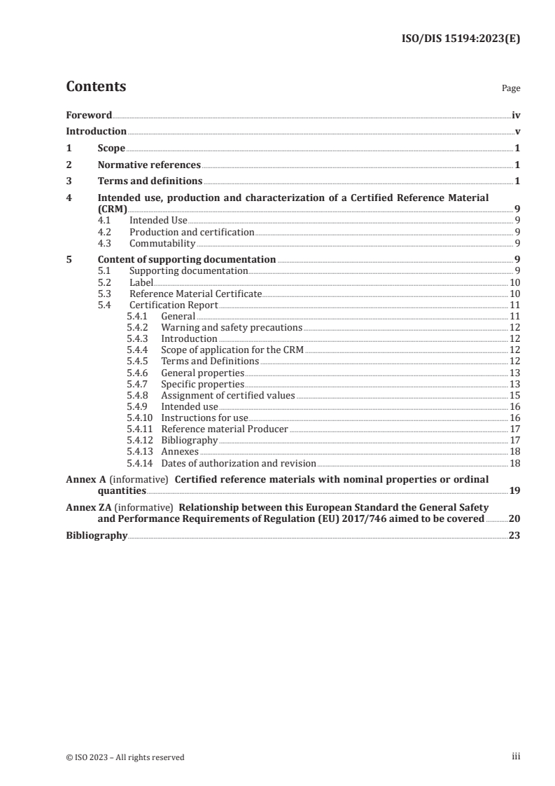 ISO/FDIS 15194 ISO/FDIS 15194 - In vitro diagnostic medical devices — Requirements for certified reference materials and the content of supporting documentation/31/2023 - Page 3 preview