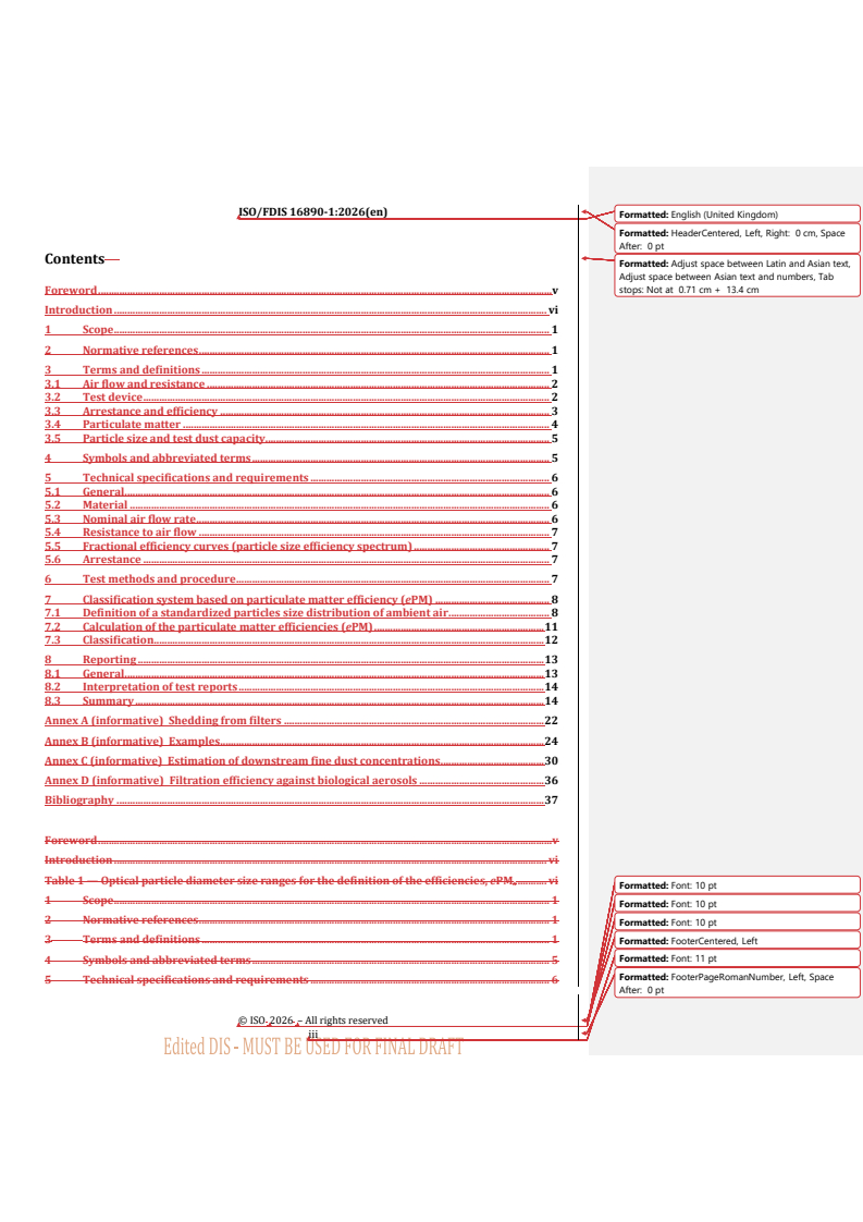 ISO/FDIS 16890-1 REDLINE ISO/FDIS 16890-1 - Air filters for general ventilation — Part 1: Technical specifications, requirements and classification system based upon particulate matter efficiency (ePM) - Page 3 preview