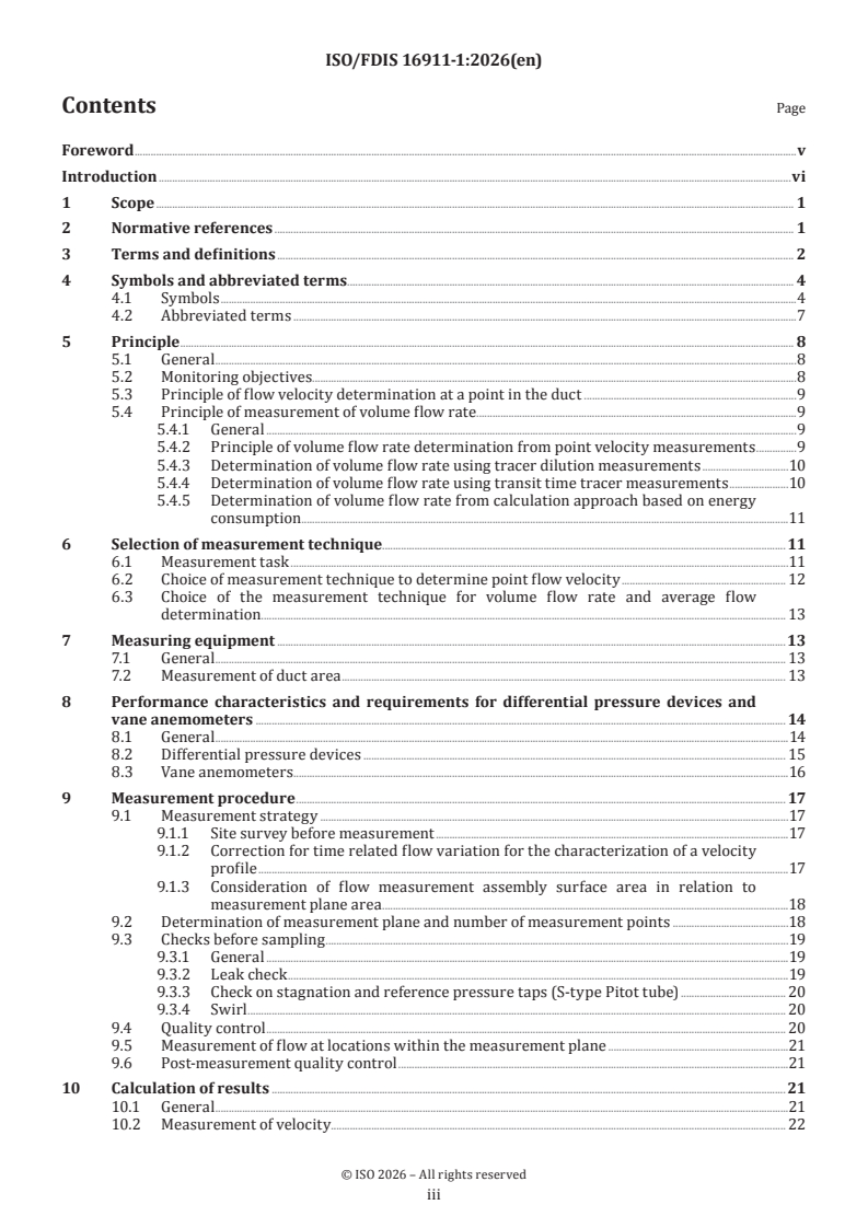 ISO/FDIS 16911-1 ISO/FDIS 16911-1 - Stationary source emissions — Manual and automatic determination of velocity and volume flow rate of waste gas in ducts — Part 1: Manual reference method - Page 3 preview