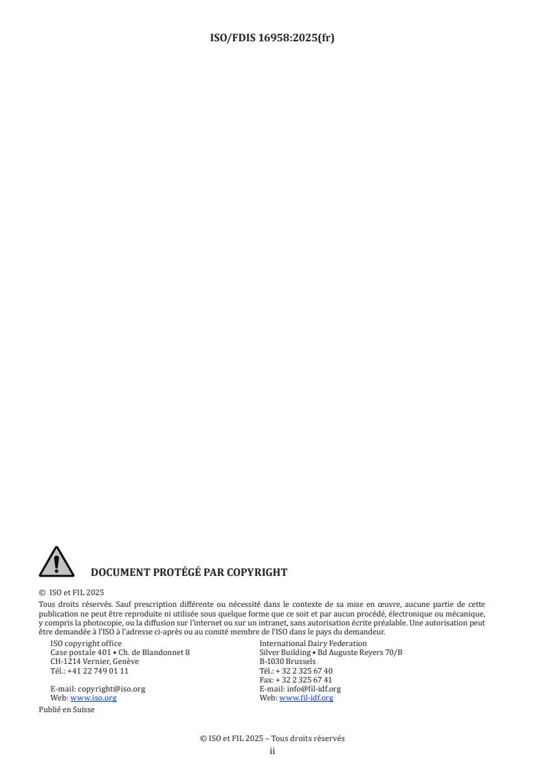 ISO/FDIS 16958 ISO/FDIS 16958 - Lait, produits laitiers, formules infantiles et produits nutritionnels pour adultes — Détermination de la composition en acides gras — Méthode de chromatographie en phase gazeuse sur colonne capillaire
Released:10/7/2025