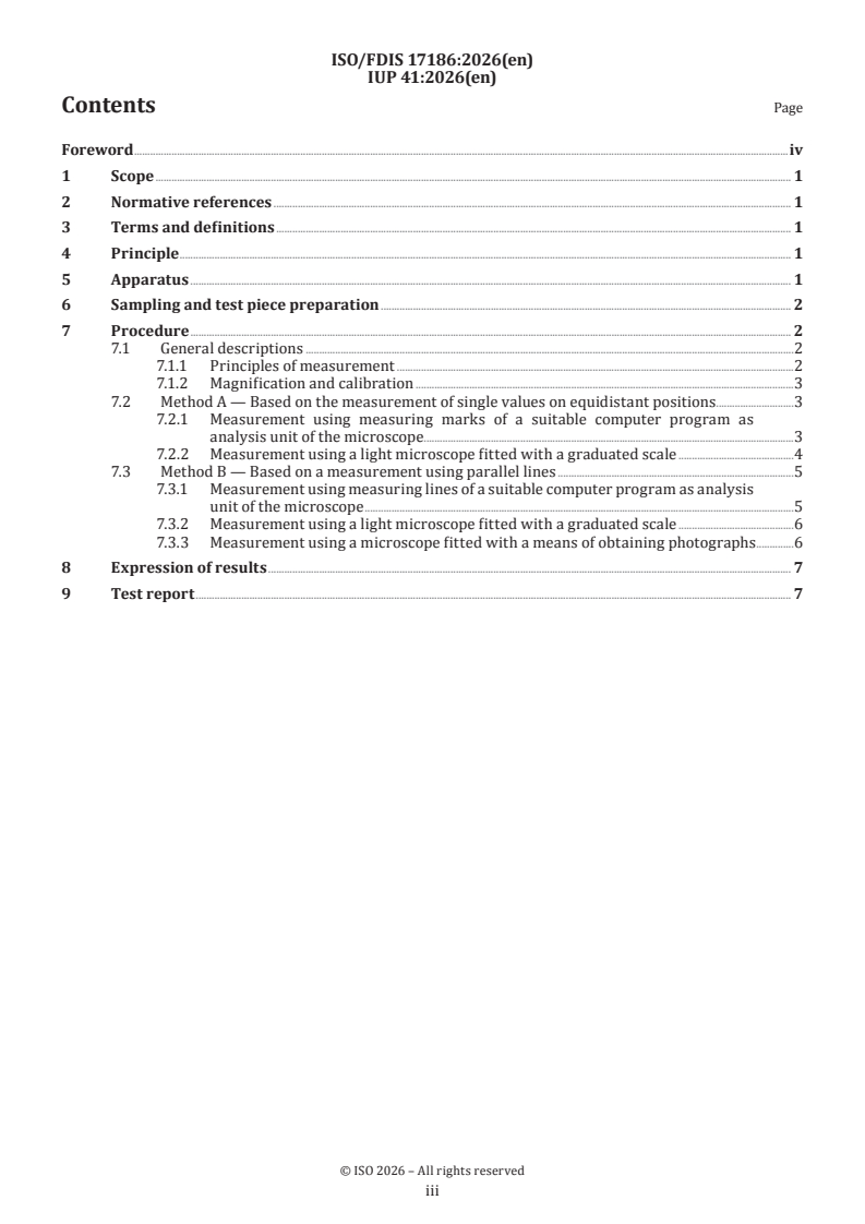 ISO/FDIS 17186 ISO/FDIS 17186 - Leather — Physical and mechanical tests — Determination of surface coating thickness - Page 3 preview