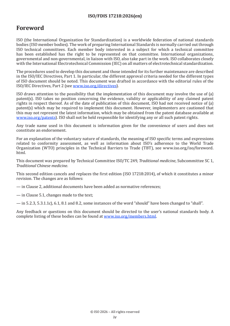 ISO/FDIS 17218 ISO/FDIS 17218 - Sterile acupuncture needles for single use - Page 4 preview
