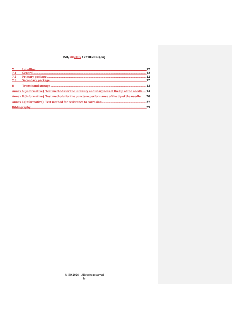ISO/FDIS 17218 REDLINE ISO/FDIS 17218 - Sterile acupuncture needles for single use - Page 4 preview