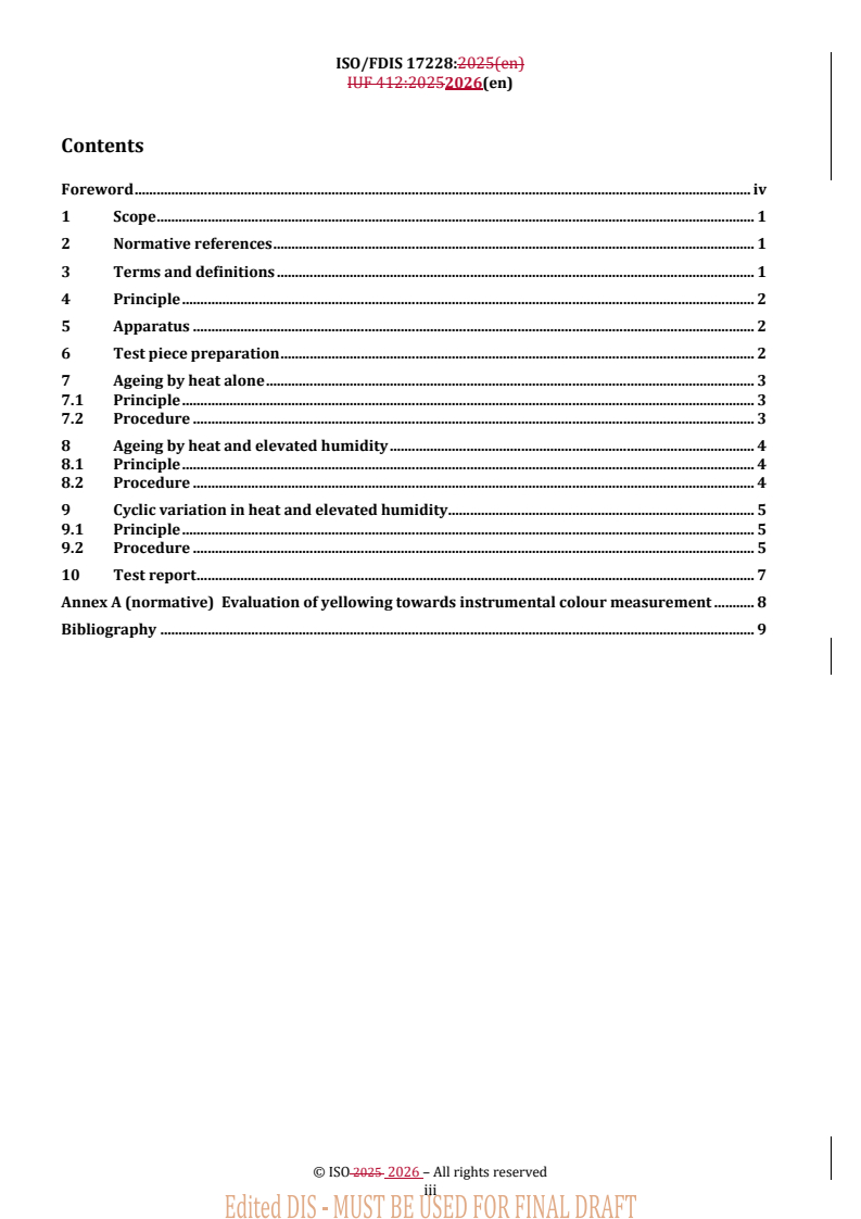 ISO/FDIS 17228 REDLINE ISO/FDIS 17228 - Leather — Tests for colour fastness — Change in colour with accelerated ageing - Page 3 preview