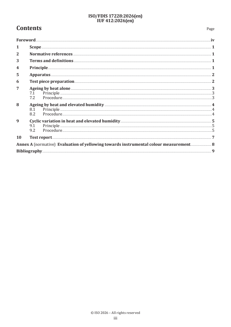 ISO/FDIS 17228 ISO/FDIS 17228 - Leather — Tests for colour fastness — Change in colour with accelerated ageing - Page 3 preview