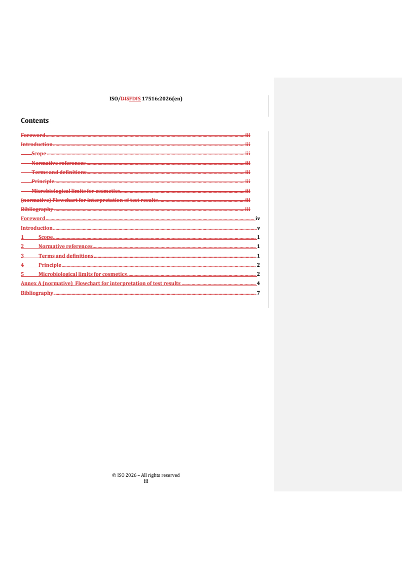 ISO/FDIS 17516 REDLINE ISO/FDIS 17516 - Cosmetics — Microbiology — Microbiological limits - Page 3 preview