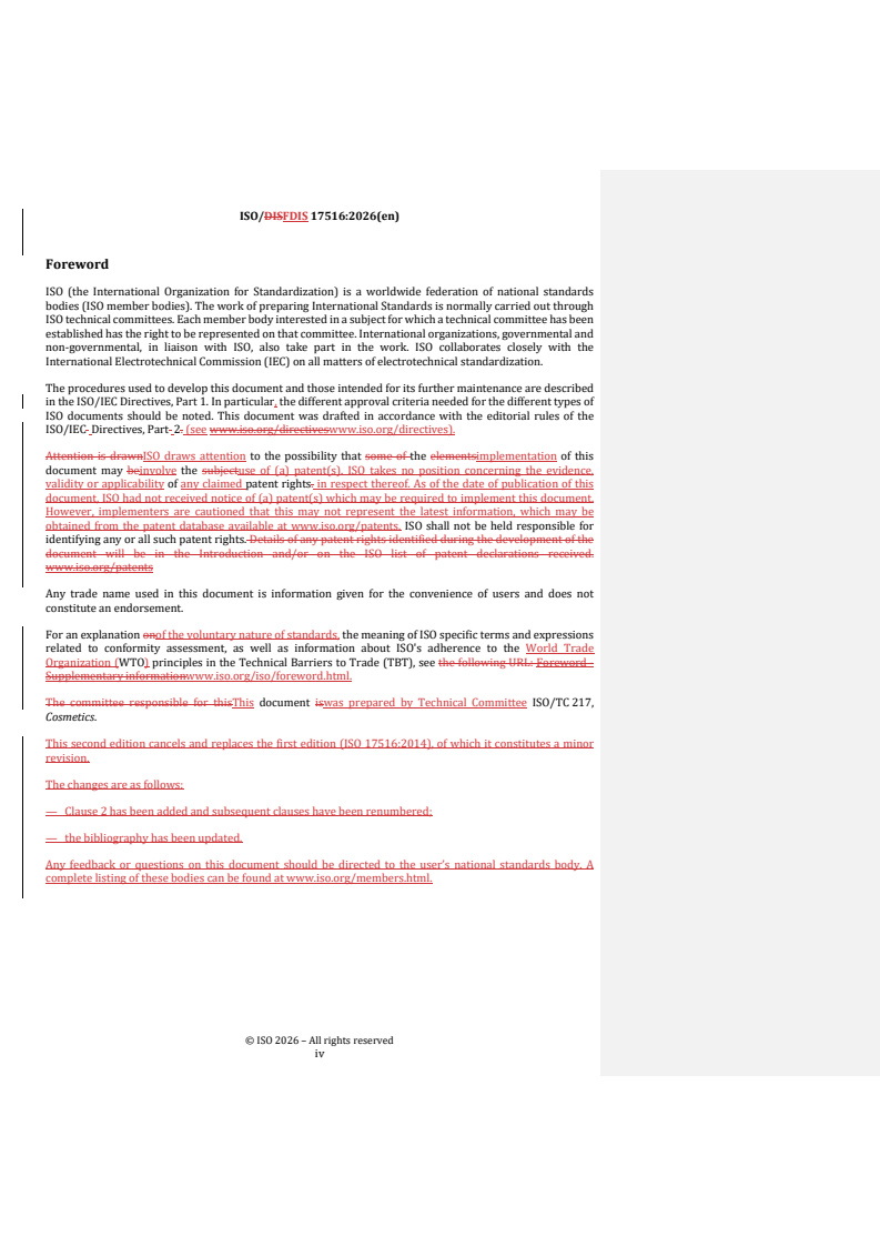 ISO/FDIS 17516 REDLINE ISO/FDIS 17516 - Cosmetics — Microbiology — Microbiological limits - Page 4 preview