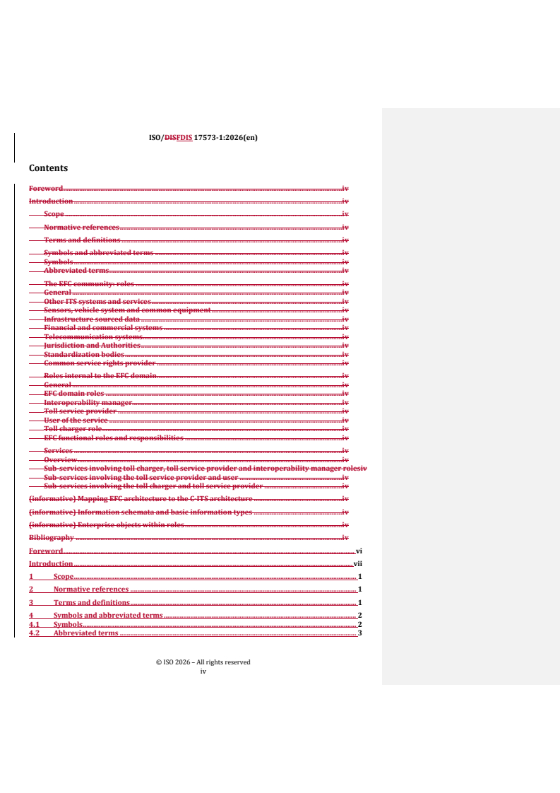 ISO/FDIS 17573-1 REDLINE ISO/FDIS 17573-1 - Electronic fee collection — System architecture for vehicle-related tolling — Part 1: Reference model - Page 4 preview